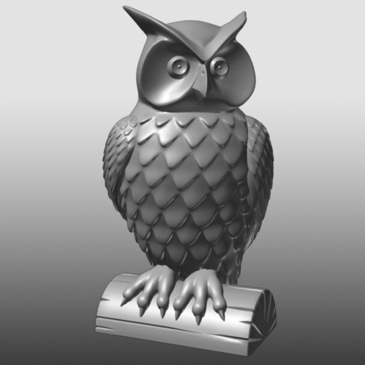 Estátua da coruja voltada para a esquerda 