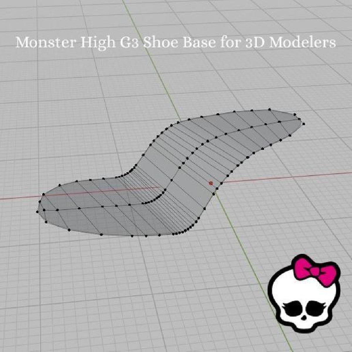 Base de sapato simples Monster High G3 para modeladores/artistas 3D