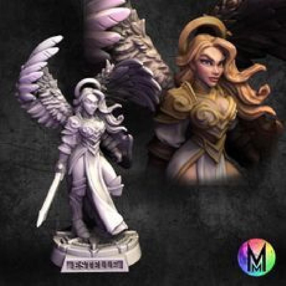 Paladino Feminino Aasimar   Estelle the Female Paladin (Paladino Feminino com asas/ Paladino Anjo com espada e escudo) (Paladino Femea/ lutador com asas)