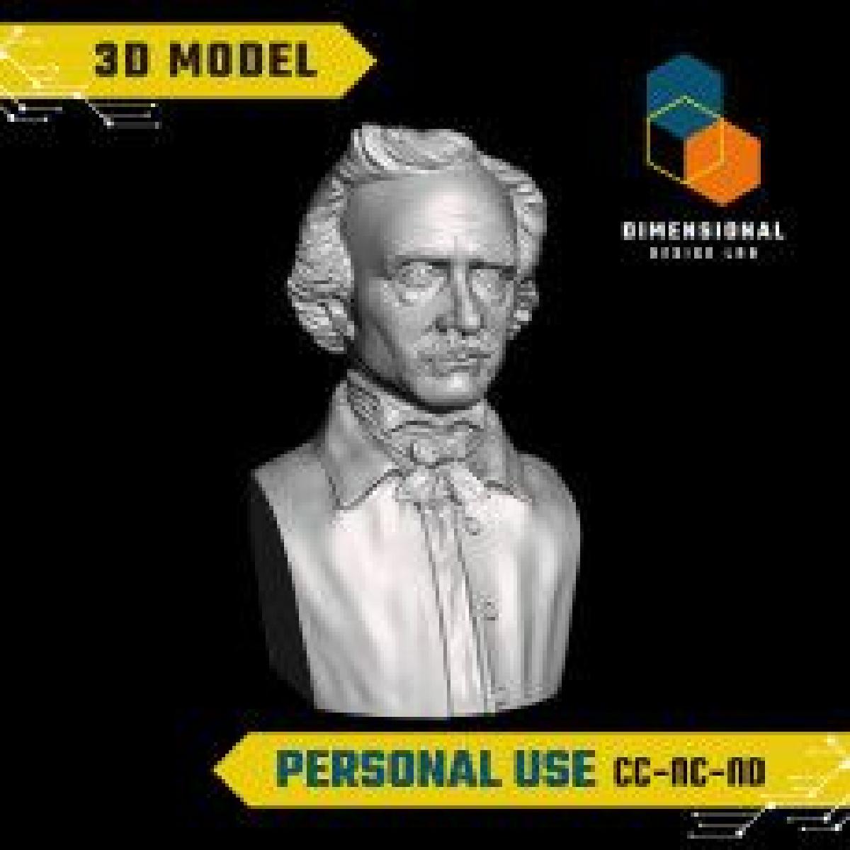 Edgar Allan Poe Arquivo STL de alta qualidade para impressao 3D (USO PESSOAL)