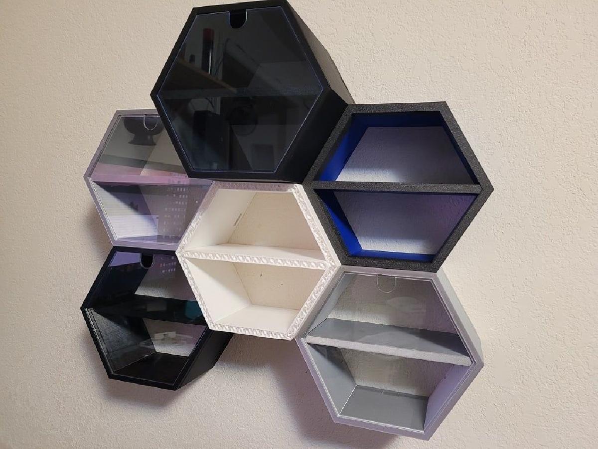 Prateleiras de exposicao de flutuacao modulares magicas customizaveis do favo de mel