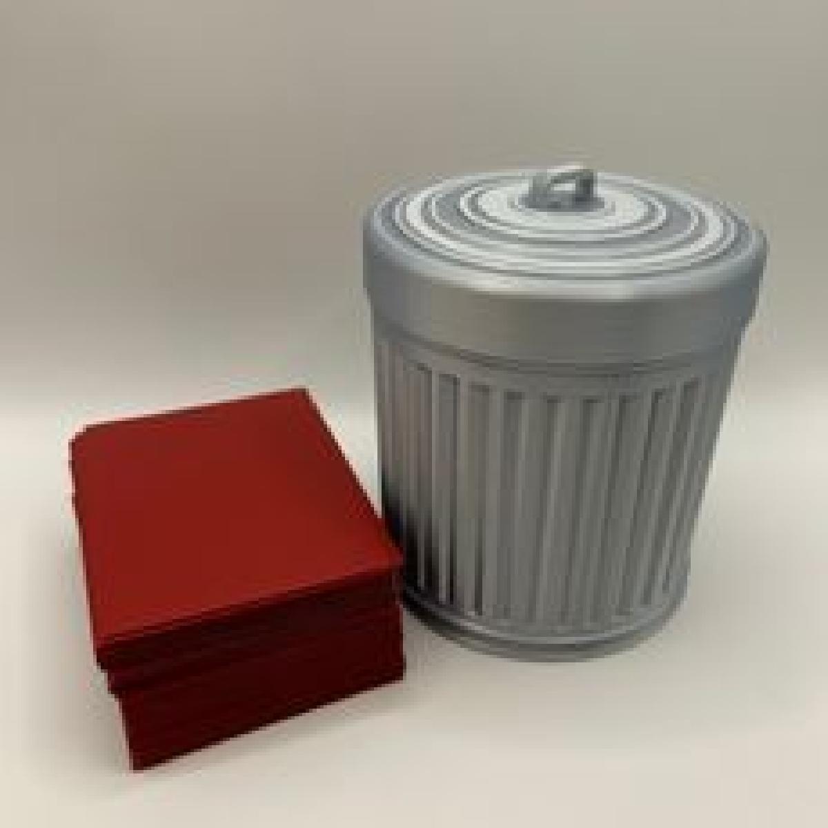 Caixa de Deck The Metallic Trash Can   Magic the Gathering, EDH Commander, Pokemon, Caixa de Deck Roscada Impressa em 3D