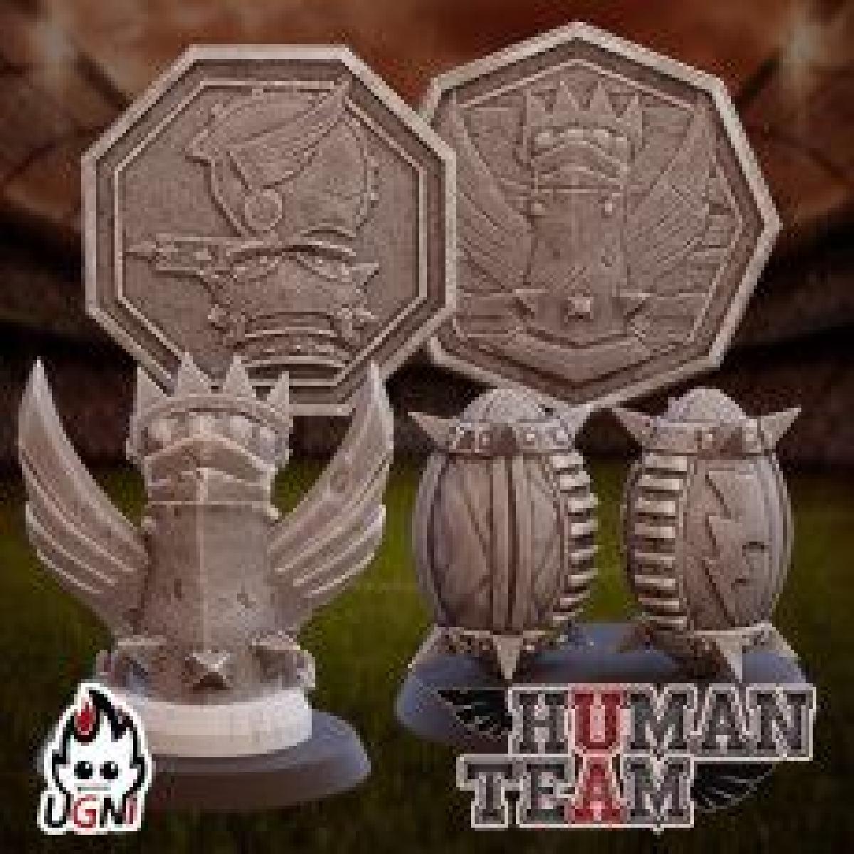 Fichas e bolas de equipe para Human Team