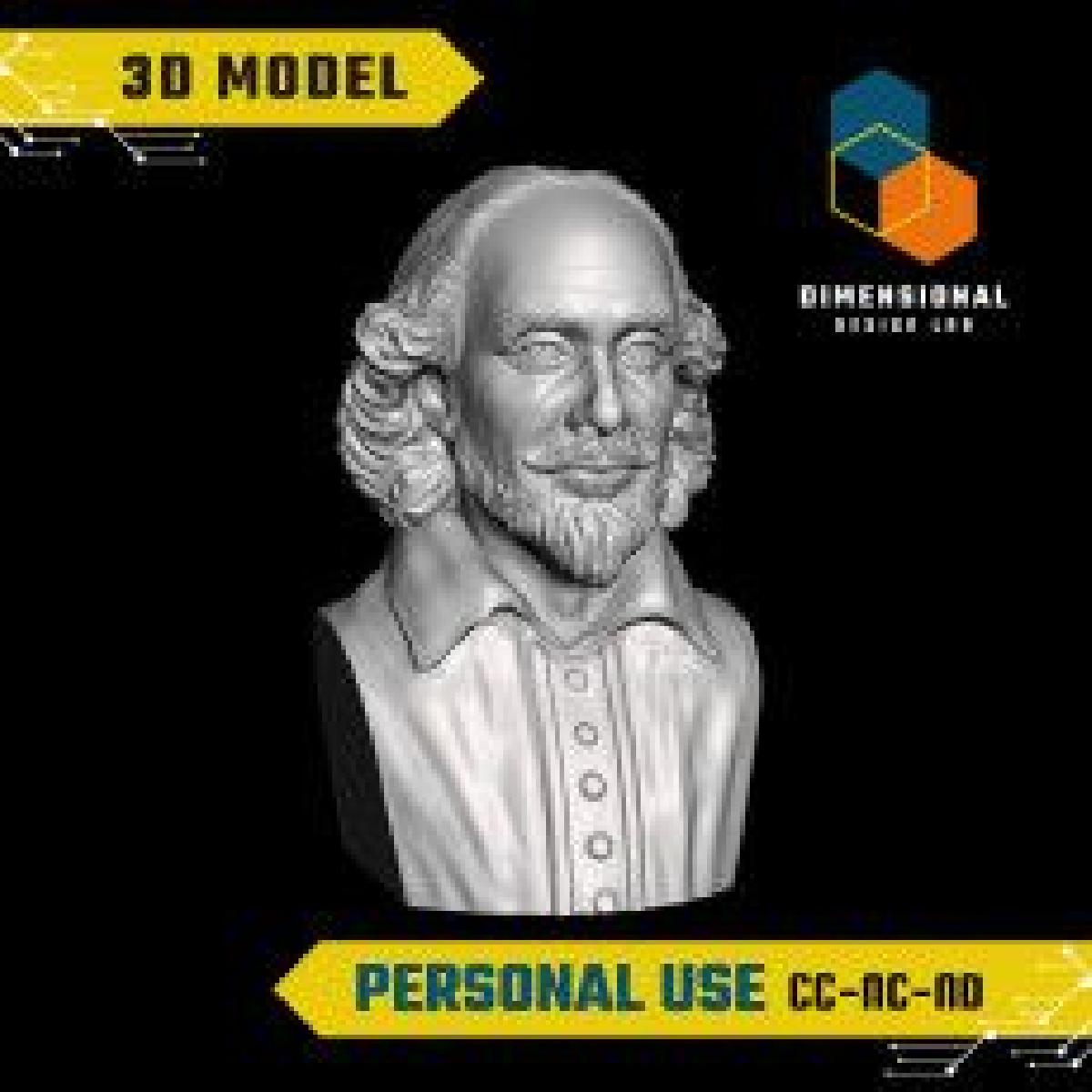 William Shakespeare   Arquivo STL de alta qualidade para impressao 3D (USO PESSOAL)