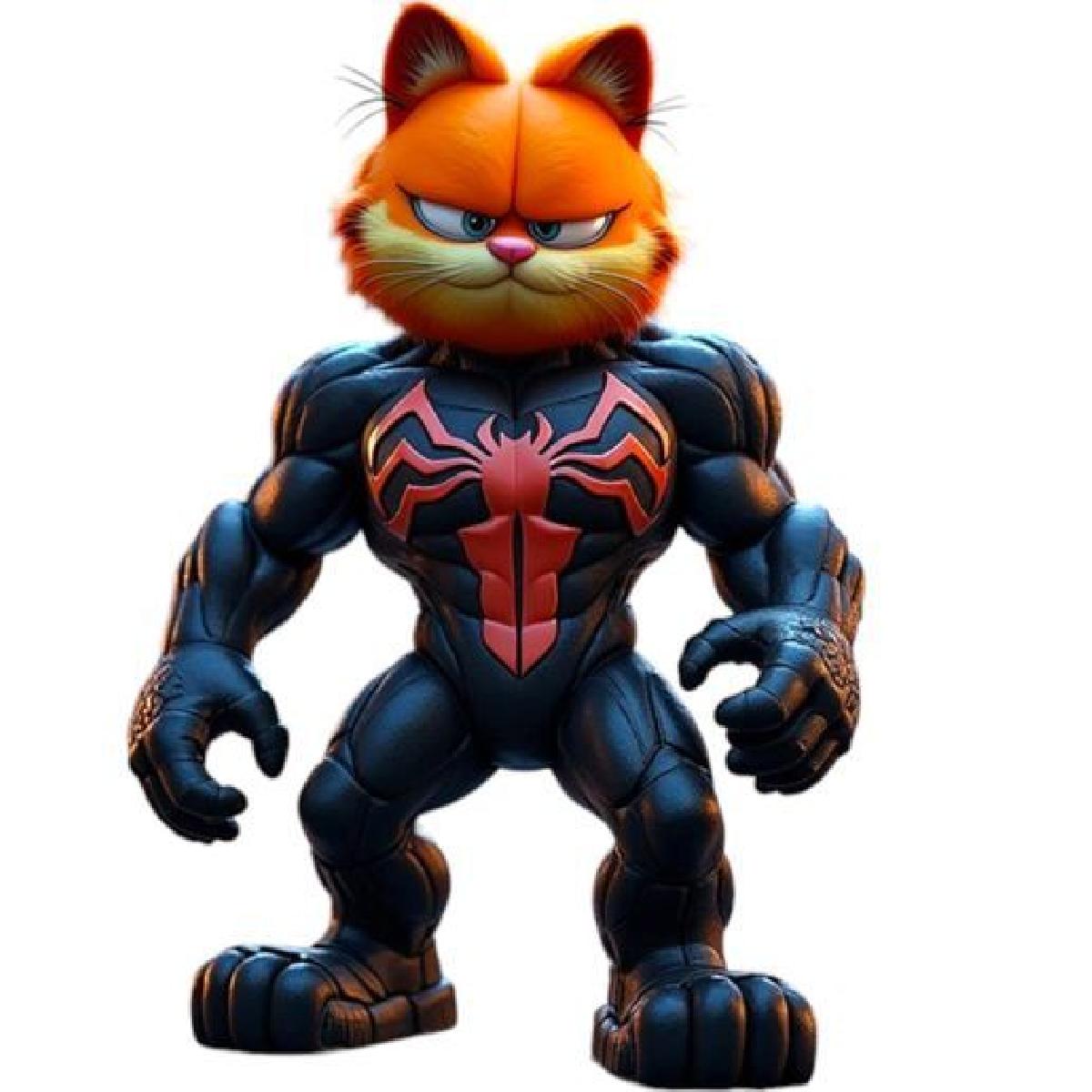 Garfield como Venom   Modelo 3D para Impressao   Coletavel Gato Simbiotico
