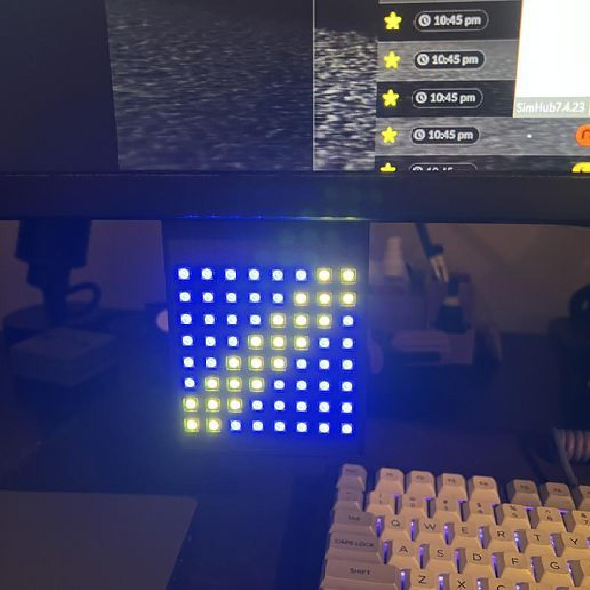 Caixa/Suporte LED 8x8 Sim Racing (Para Engrenagens/Bandeiras/etc)   WS2812B LED Matrix
