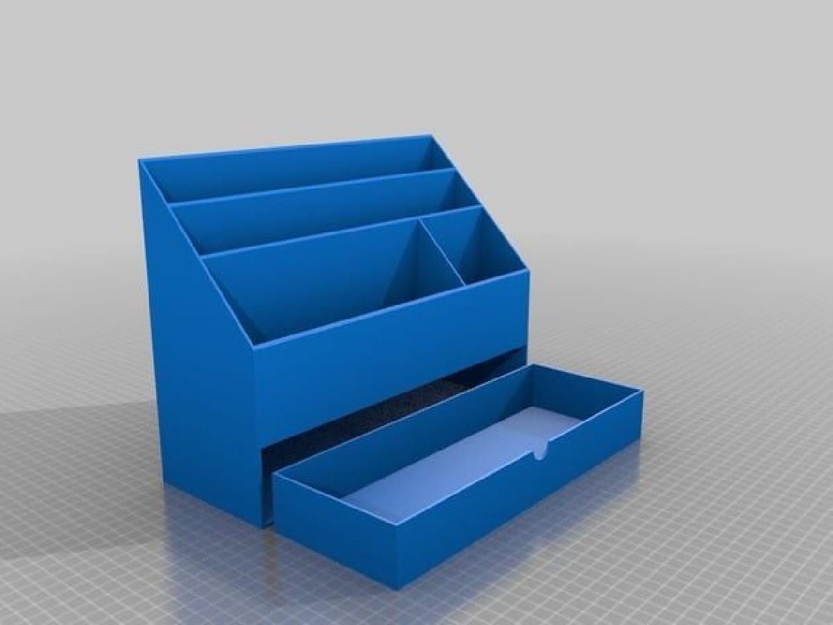 Organizador de mesa com gaveta e porta canetas, lapis, tesoura e marcadores