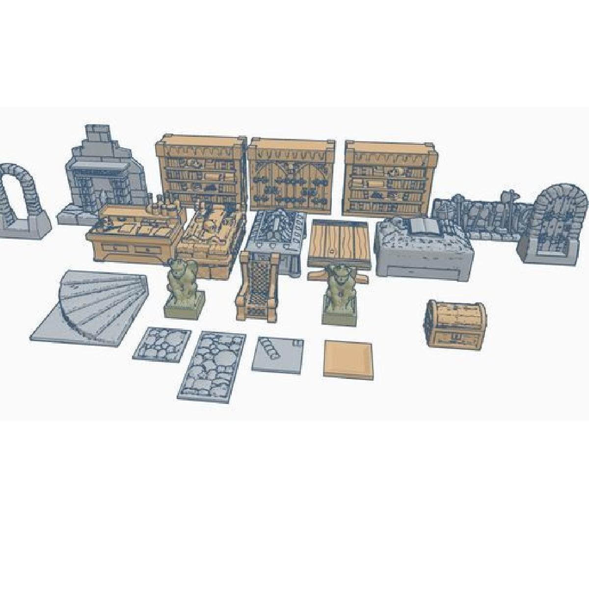 Pacote de Moveis e Azulejos do Jogo Base HeroQuest (impressao facil)