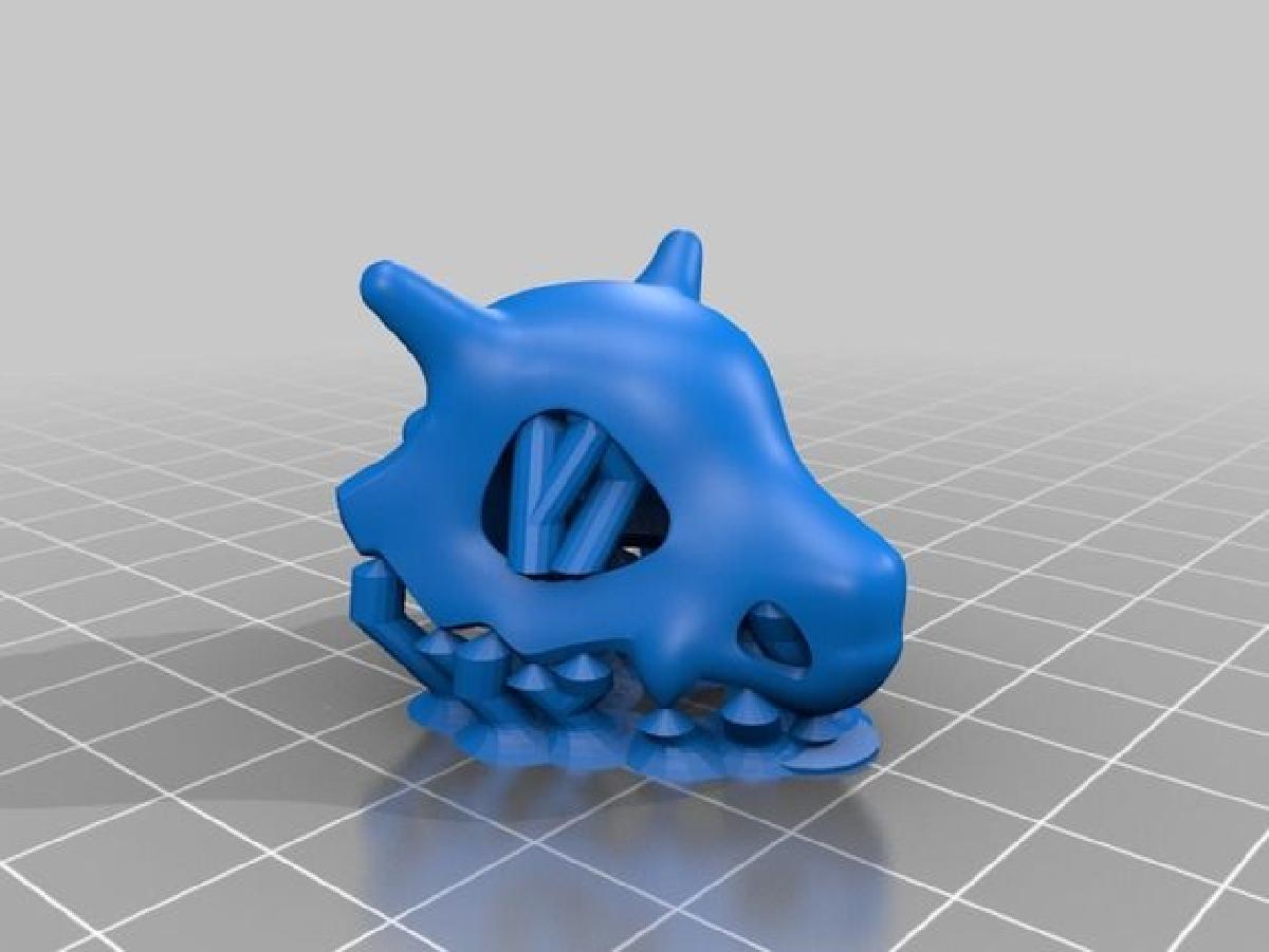Chaveiro Cubone com suportes de Meshmixer.