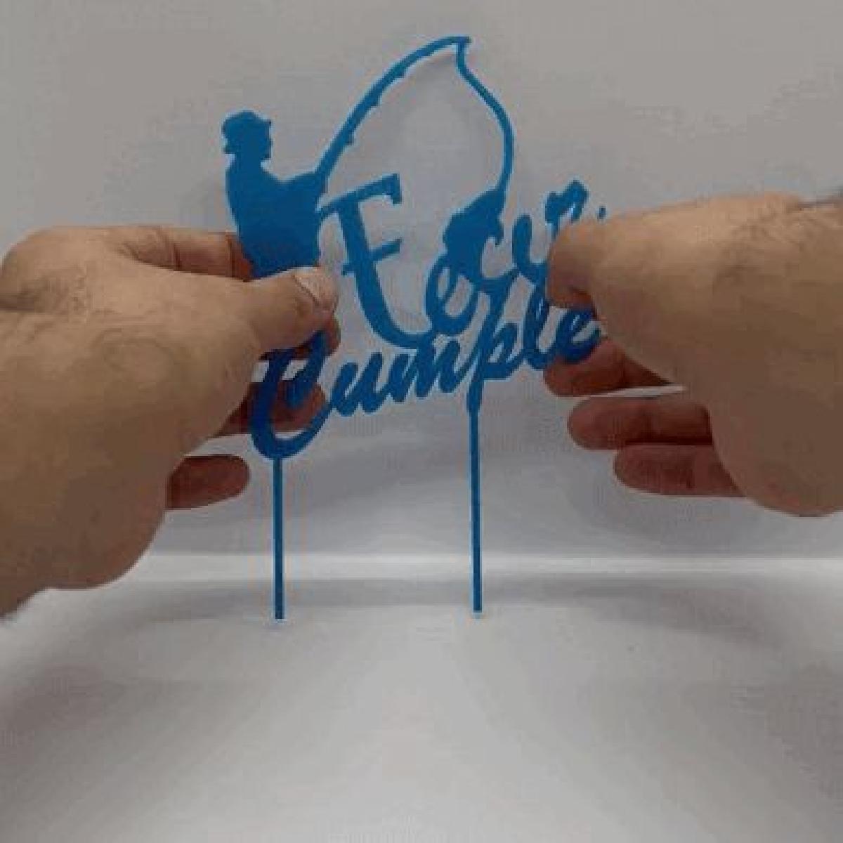 Feliz Aniversario de Pesca   Enfeite de Bolo