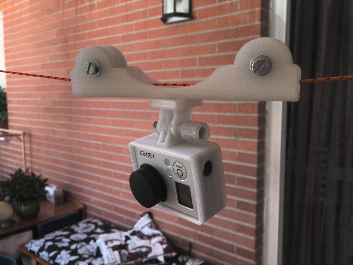 Dolly de cablecam muito simples para GoPro Hero3.