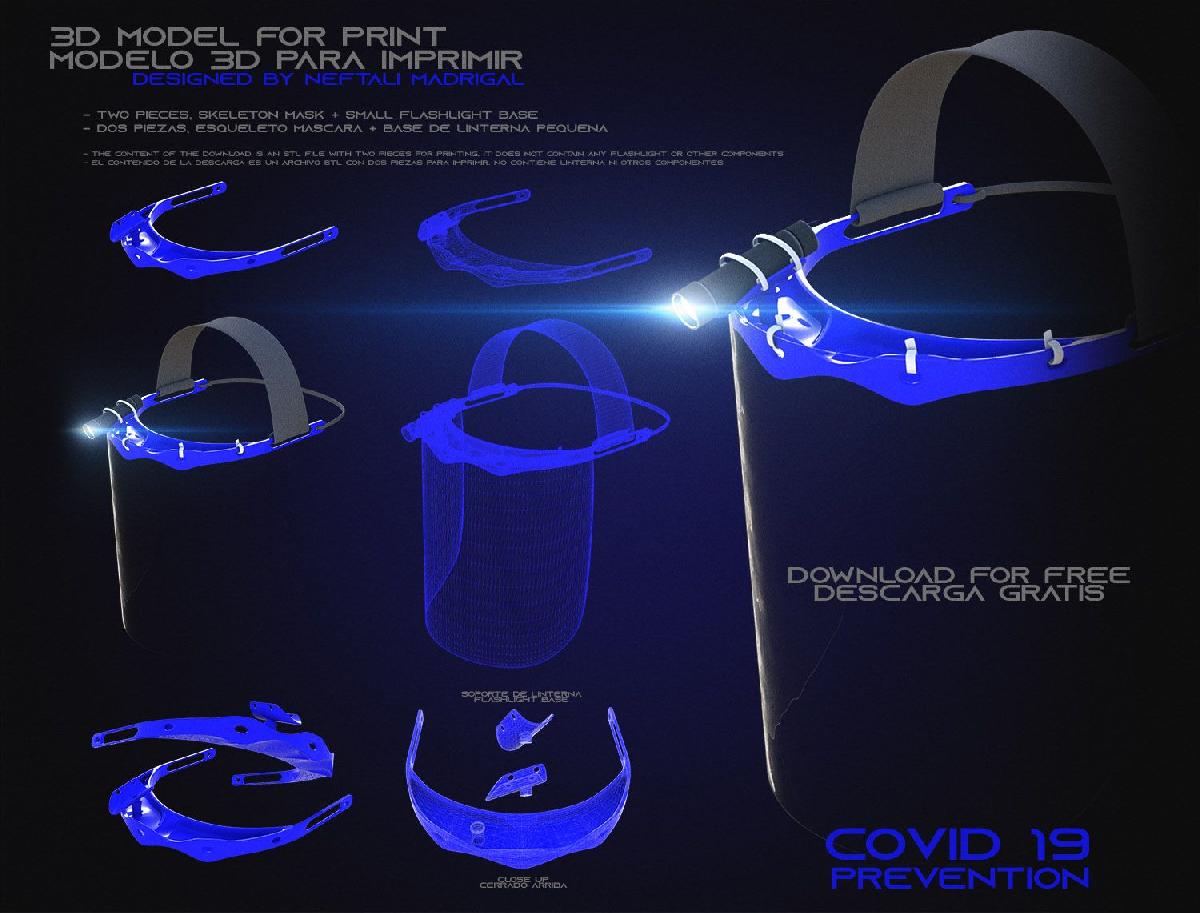 MASCARA PROTETORA CORONAVIRUS COVID 19 MODELO 3D PARA IMPRESSAO