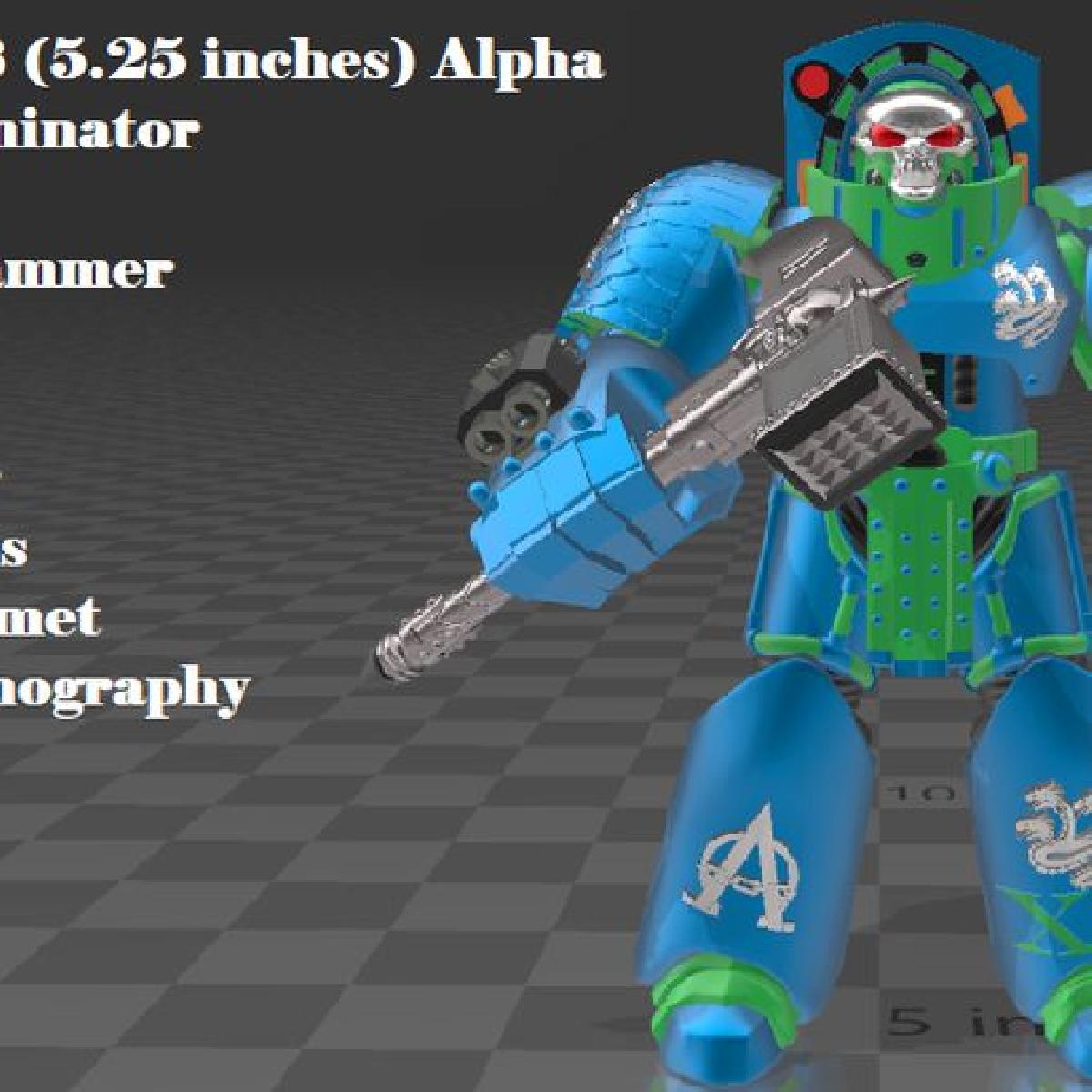 Terminator da Legiao Alpha em escala 1/18 personalizado (13,3 cm de altura)