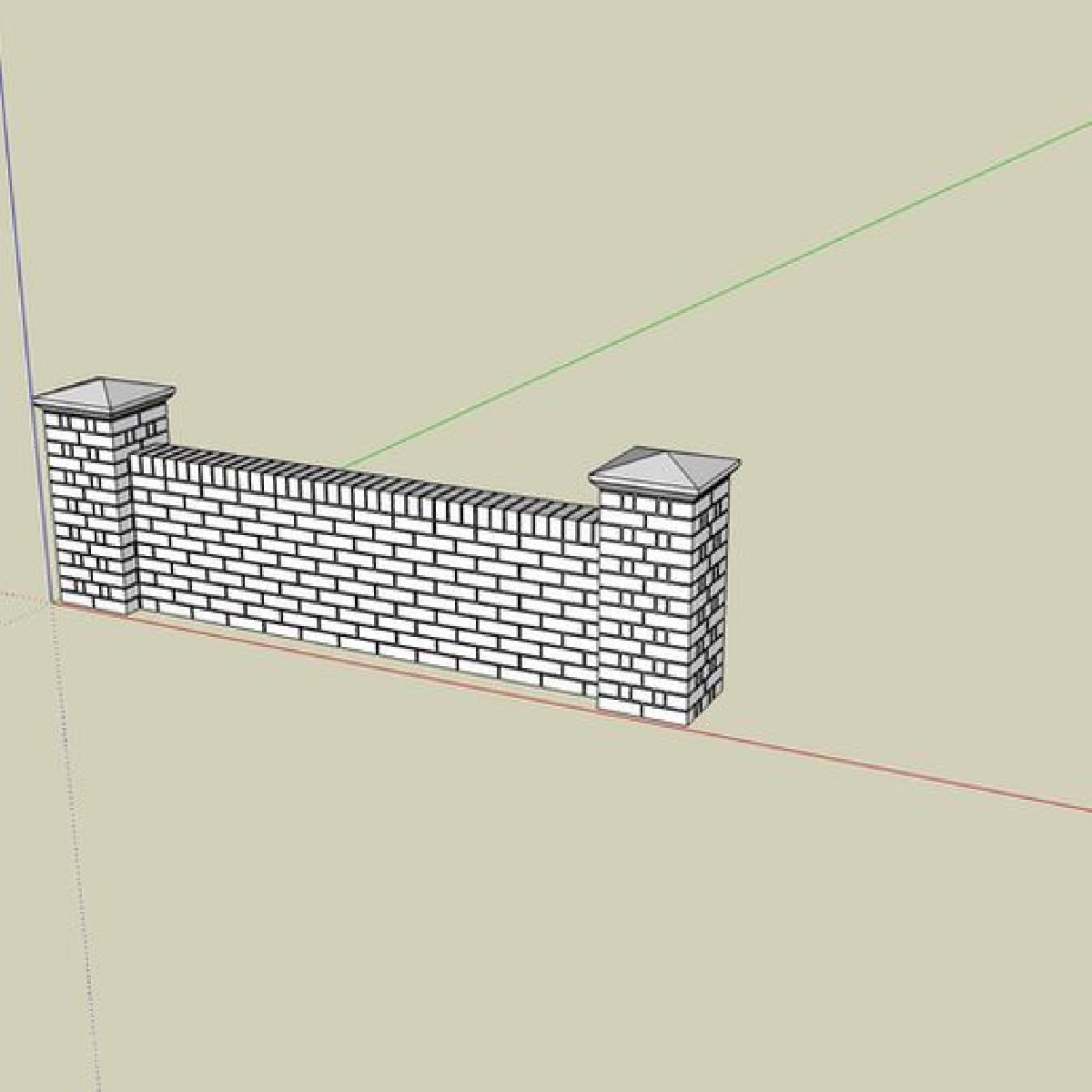 Pilares de tijolos para sistema modular de alvenaria.