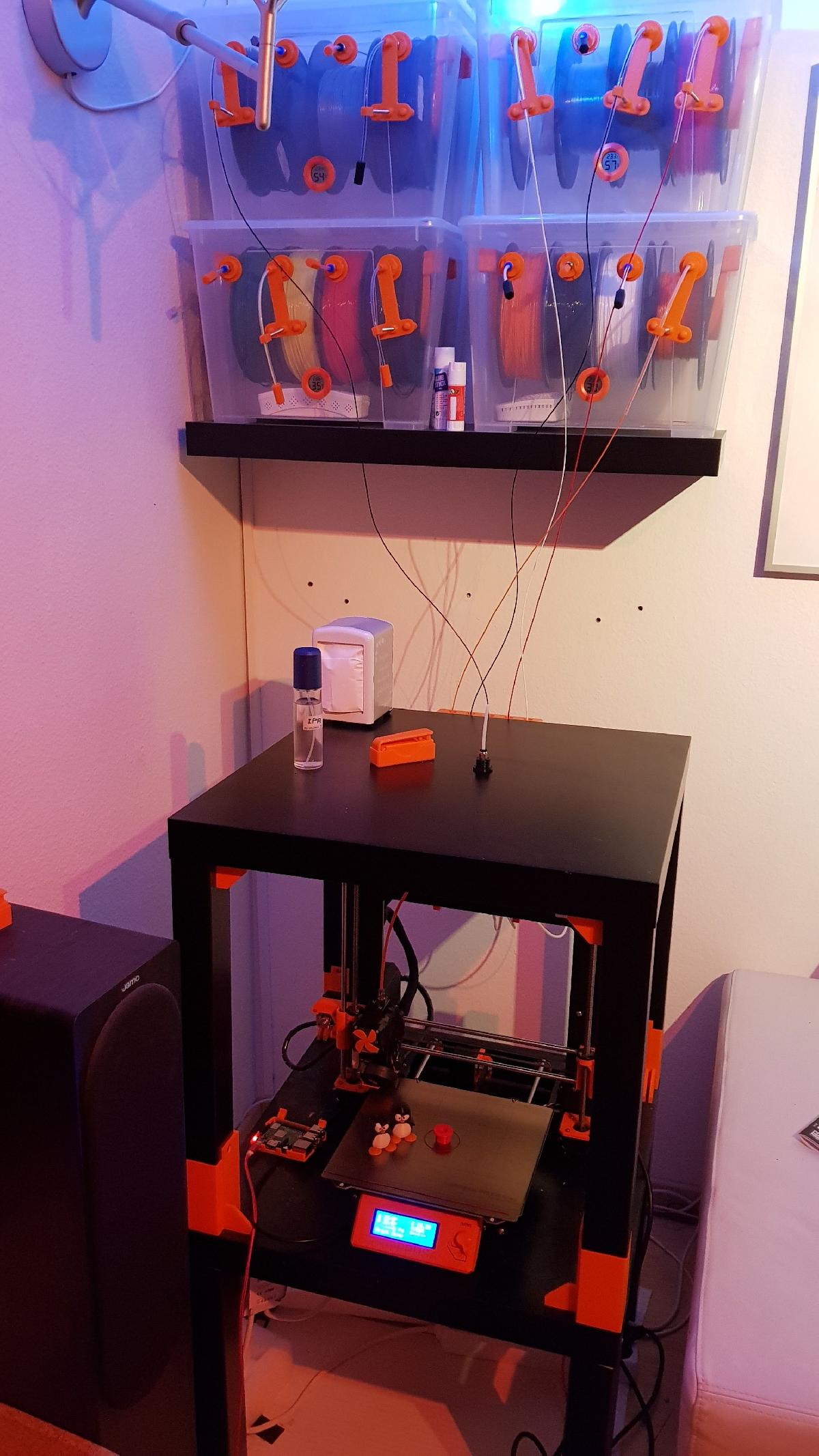 Prusa MMU2 proximo a parede, armazenamento e guia de filamento