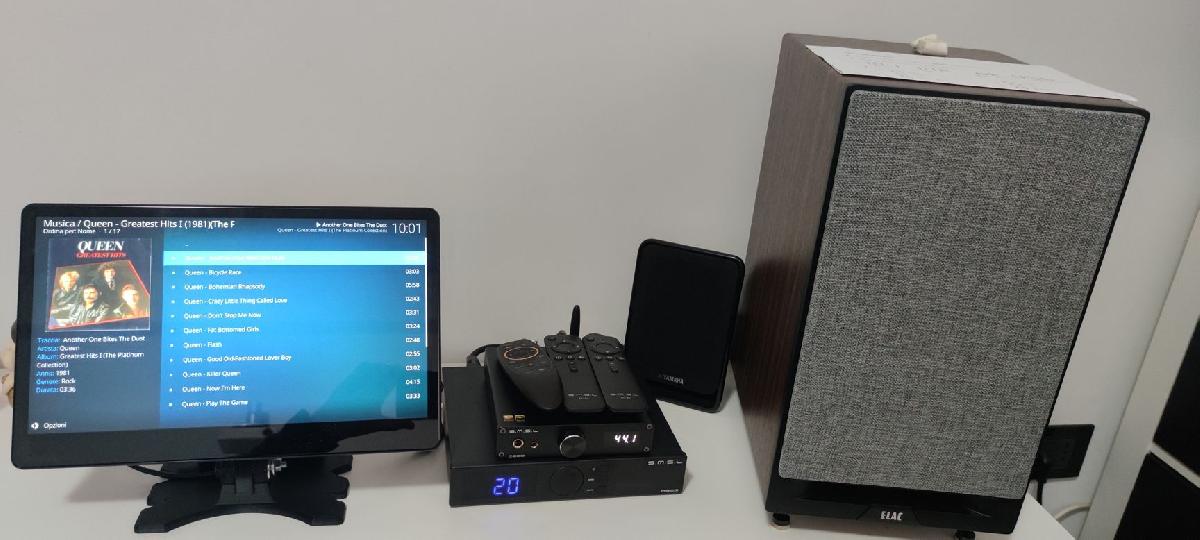 Centro de midia multimidia HiFi HiRes com Raspberry Pi 4B + Hifiberry Digi com ventilador + tela sensivel ao toque de 13 polegadas + osmc + SSD TB