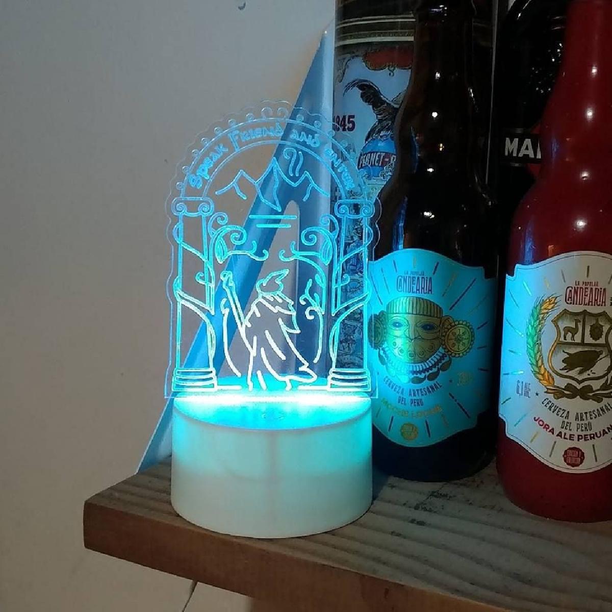 Vetorial para lampada de LED e acrilico. Porta da Moria + Gandalf + Fale Amigo e entre.
