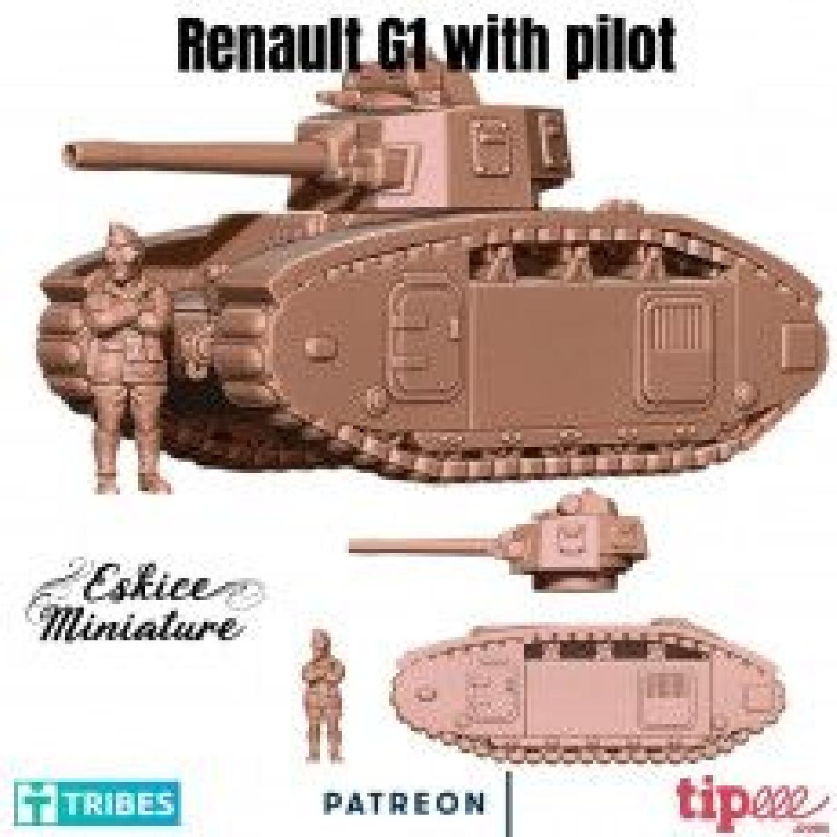 Tanque Renault G1 com piloto 28mm