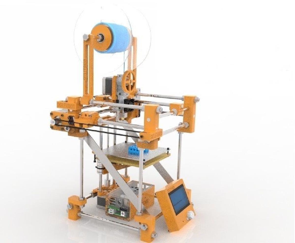 Esqueleto 3D: Impressora 3D pequena, compacta e transportavel.