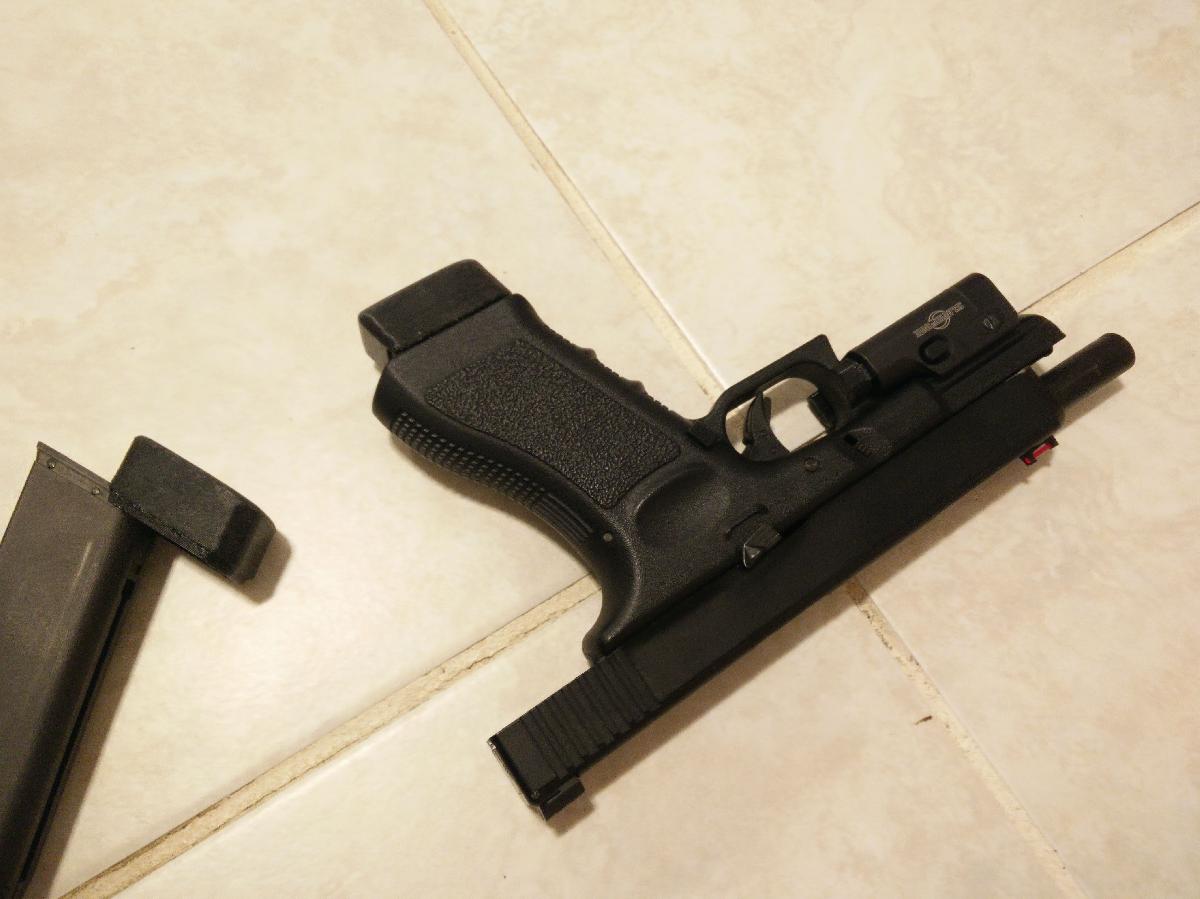 Baseplate de Glock KSC mock com extensao +3 (airsoft)
