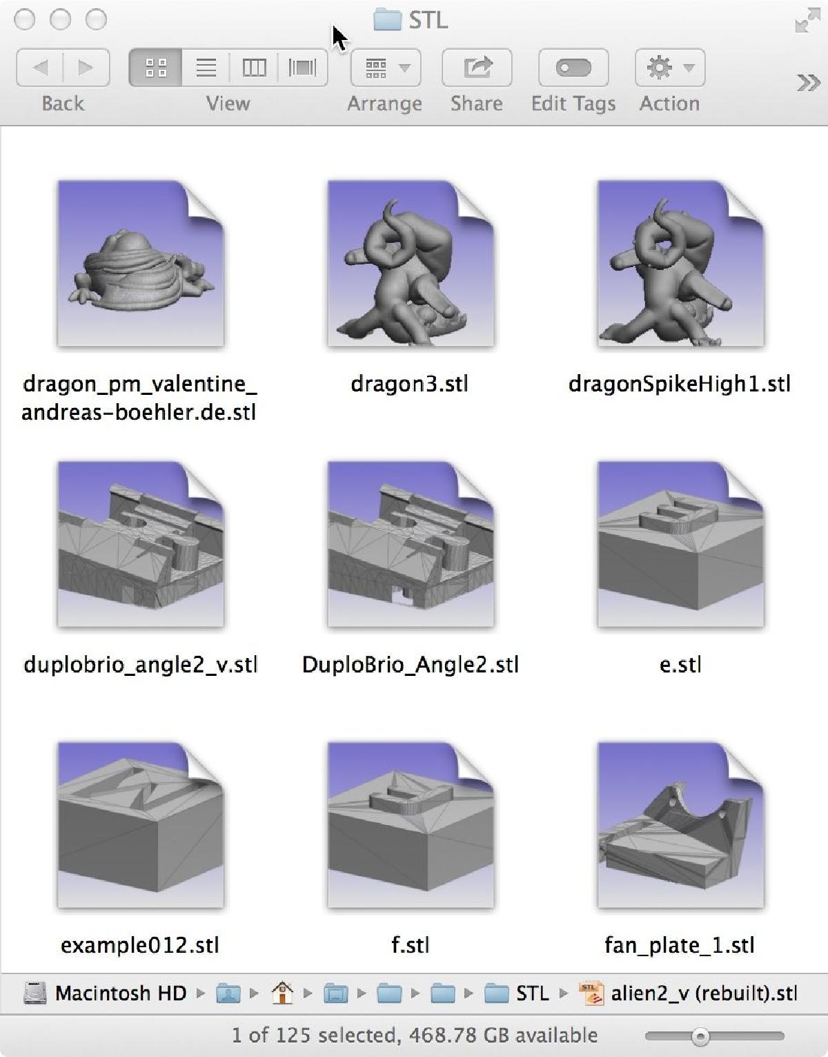 Elektriktrick STL, DXF e GCode QuickLook para Apple OS X (incluindo Mavericks)
