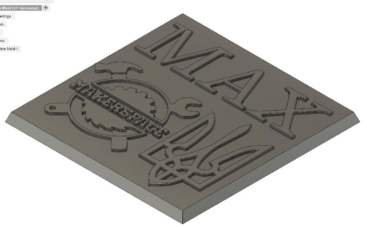 Molde de Chocolate Max (logo do Tryzub Ucraniano e logo do Makerspace de NYC)