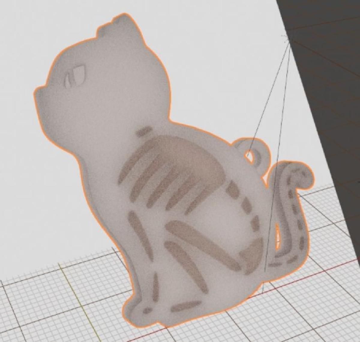 Chaveiro lithophane esqueleto do gato