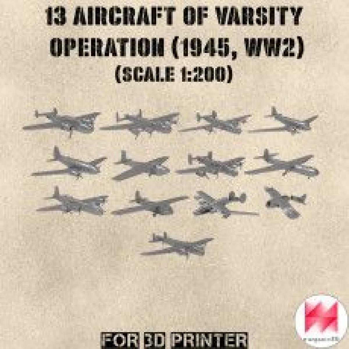 STL PACK 13 Aeronaves da operacao VARSITY (1945, Segunda Guerra Mundial) (escala 1:200) USO PESSOAL