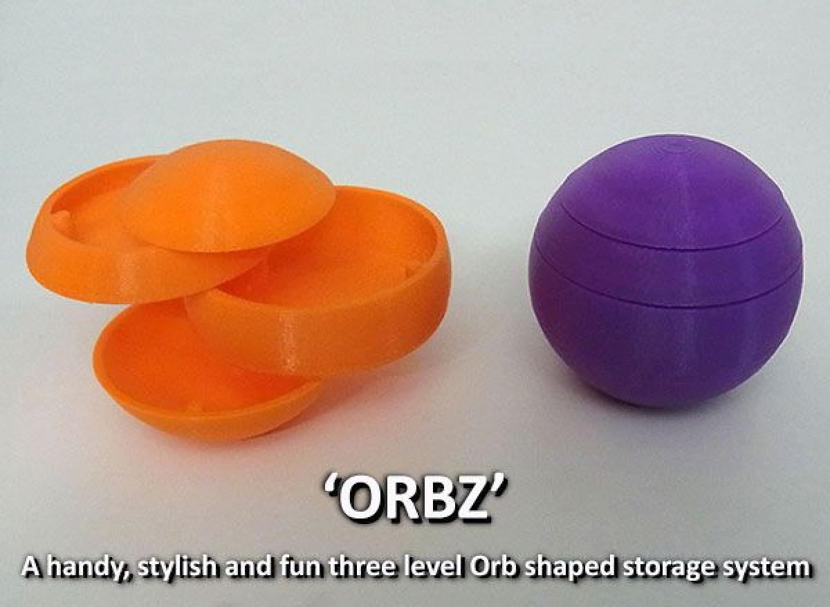 ORBZ   Uma solucao de armazenamento em forma de esfera com multiplas camadas.
