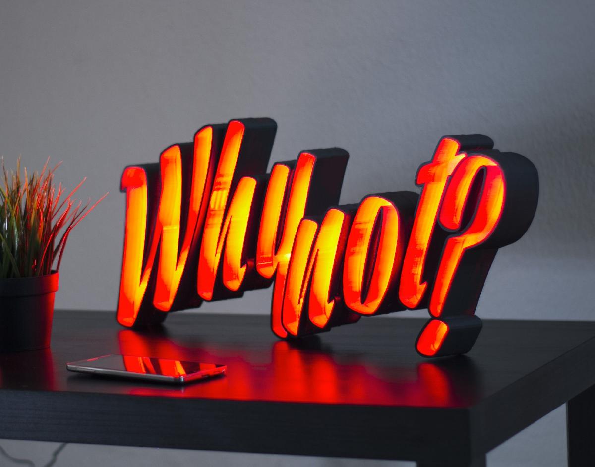 Letras de luz LED "Por que nao?"