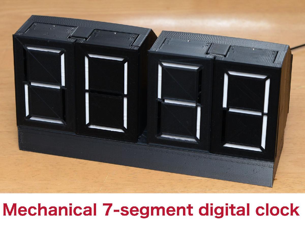 Relogio digital com unidades de exibicao de 7 segmentos mecanicas.