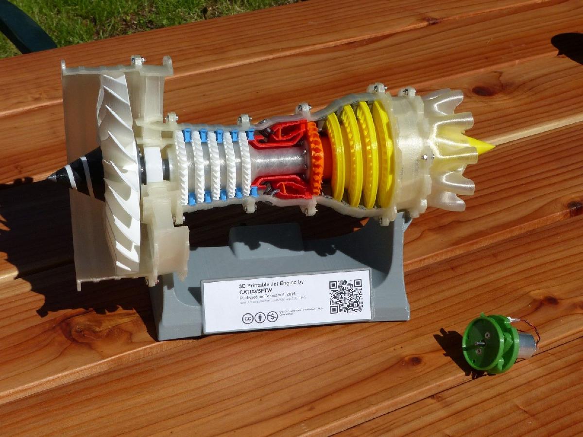 Motor a jato imprimivel em 3D, motorizado.