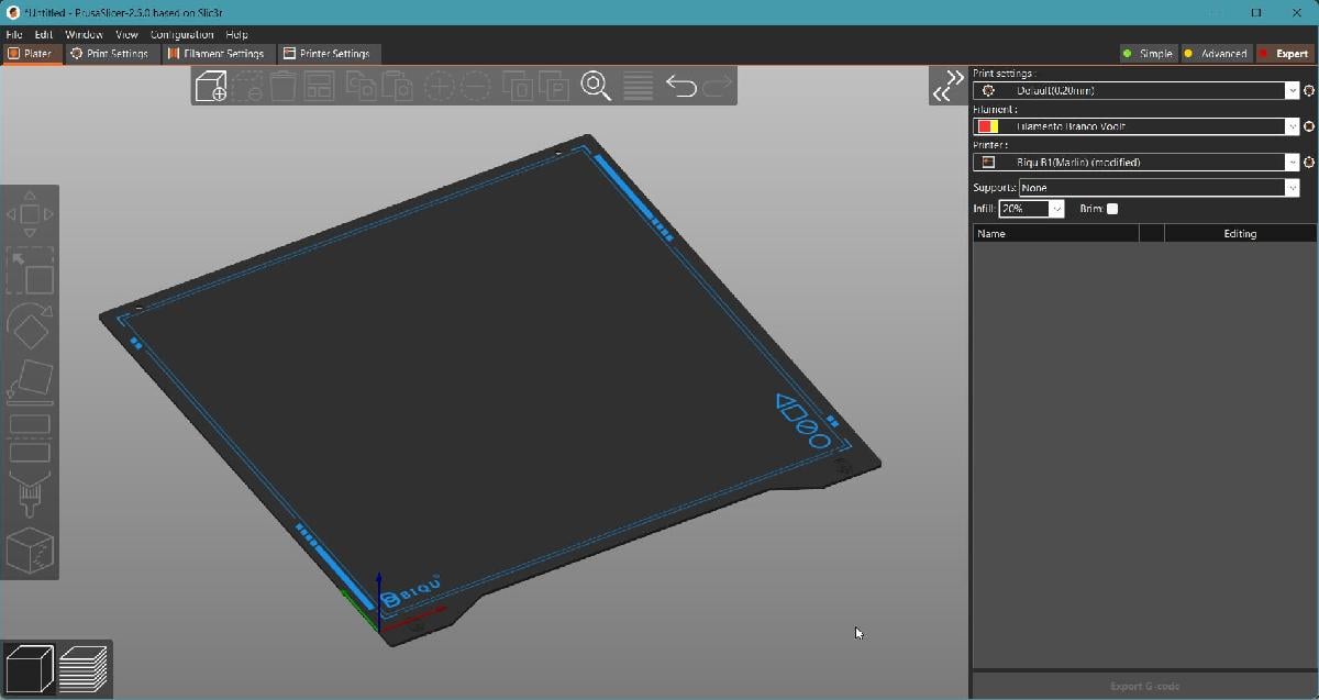 Dois Arvores AzulR/ Biqu B1 Perfil Otimizado do PrusaSlicer