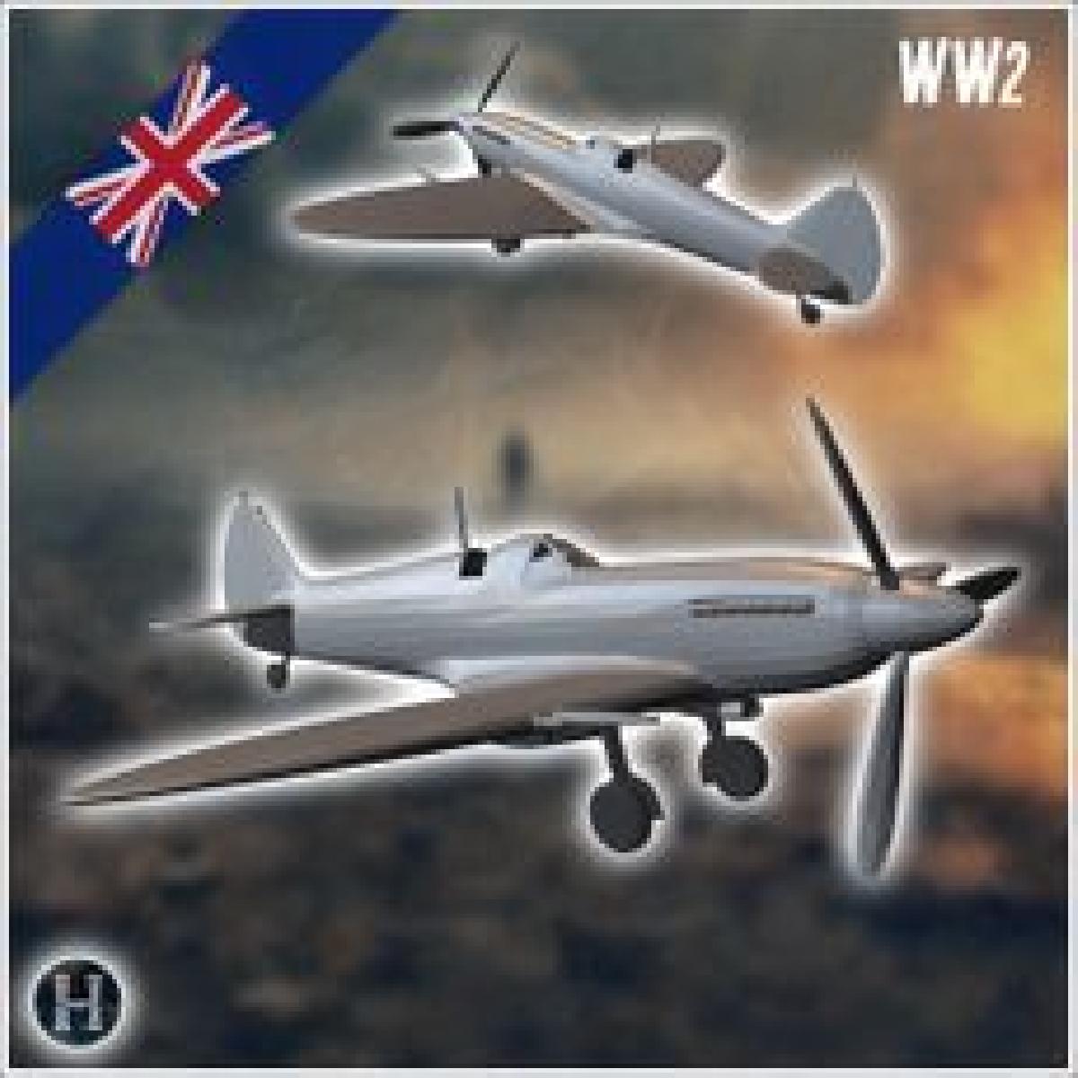 Avioes de combate Supermarine Spitfire Mk 1A (13) Reino Unido Reino WW2 Reino Britanico Inglaterra Exercito Frente Ocidental Normandia Africa Protuberancia Segunda Guerra Mundial Dia D
