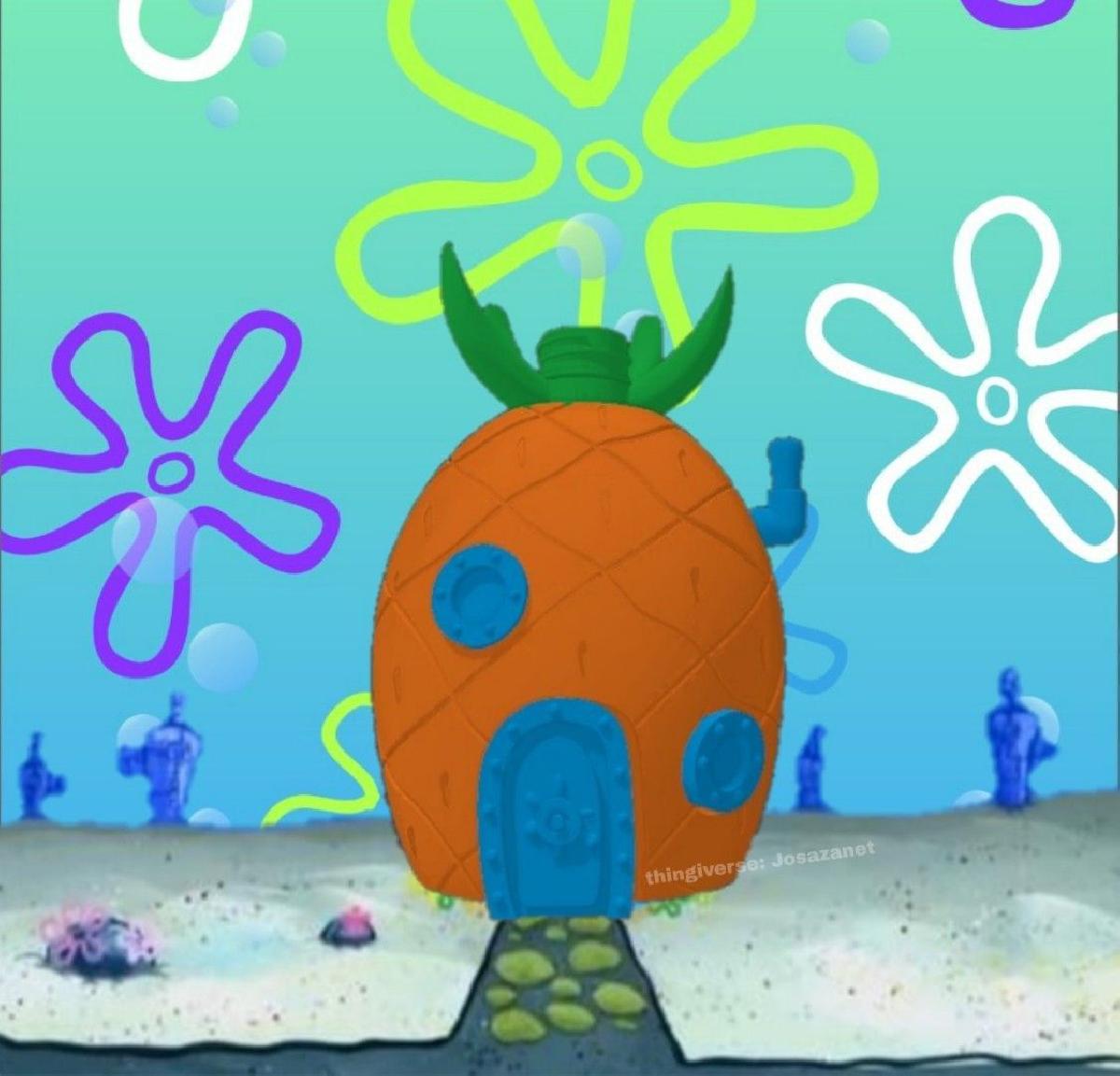 Dispenser abacaxi casa do Bob Esponja para detergente.