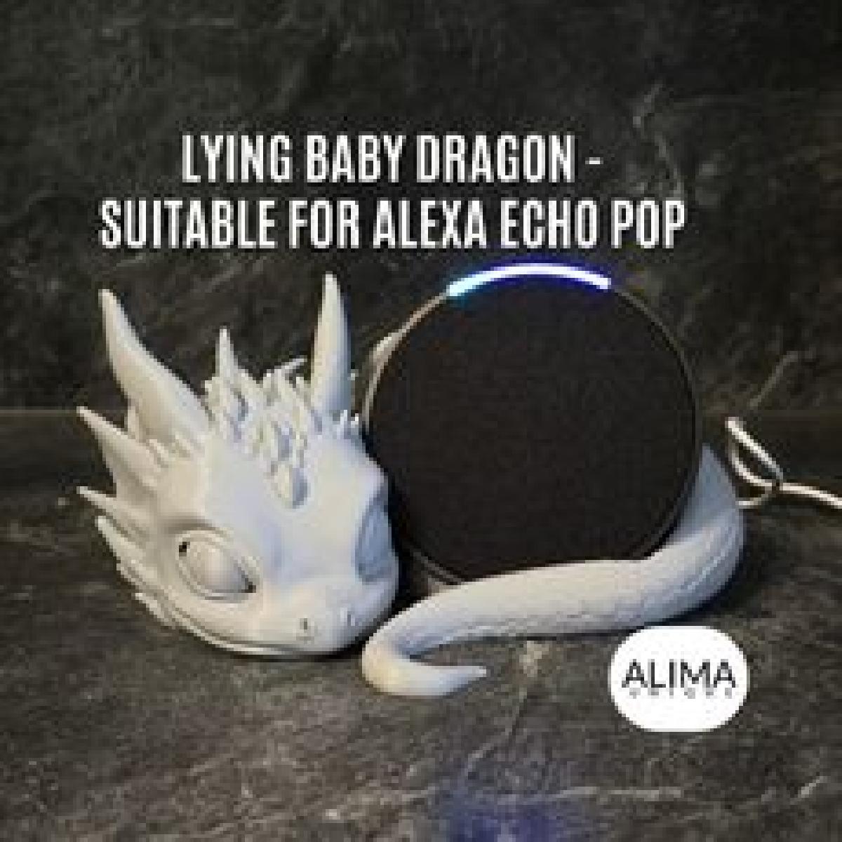 Dragao Bebe Deitado   adequado para Alexa Echo Pop