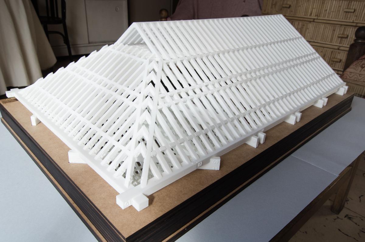 Maquete do artesonado de par e nudilho da Igreja de Sao Miguel Baixo E: 1/20 m