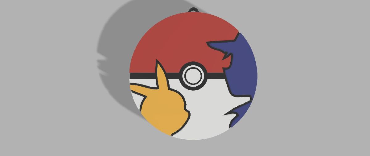 PORTA CHAVE POKEBALL COM PIKACHU E ASH (POKEMAO) v2