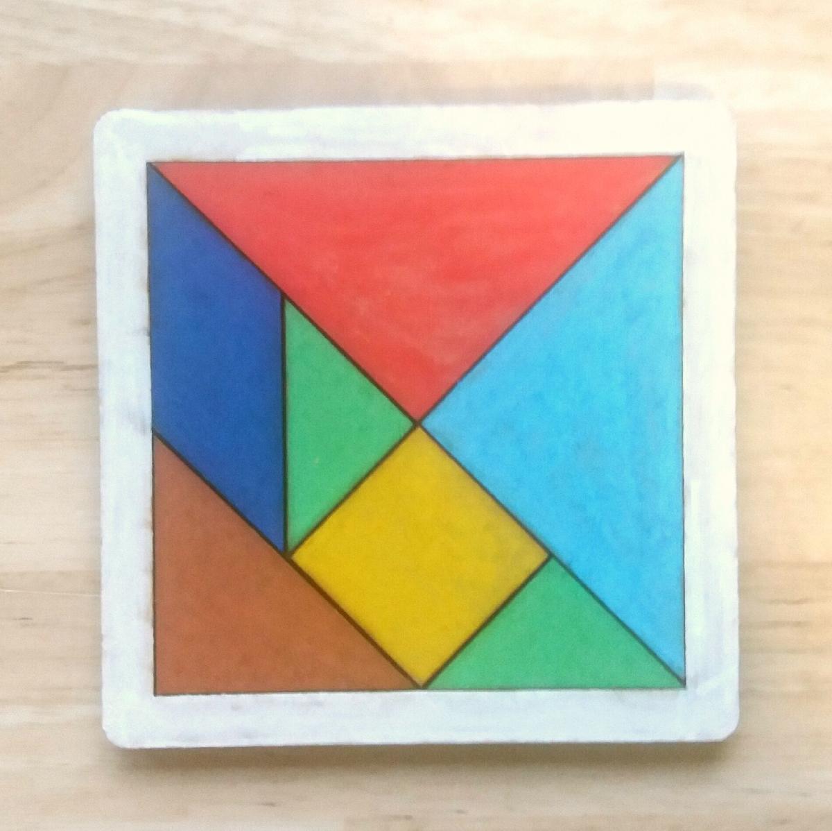 Quebra cabeca de madeira Tangram cortado a laser