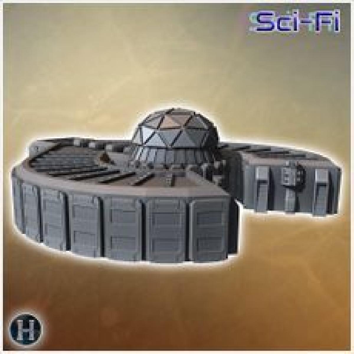 Estrutura de domo futurista com varios paineis e multiplas entradas em uma base extensa (9) Futuro Sci Fi SF Pos apocaliptico Tabuleiro de Wargaming de Ficcao Cientifica Exploracao Planetaria RPG Terreno