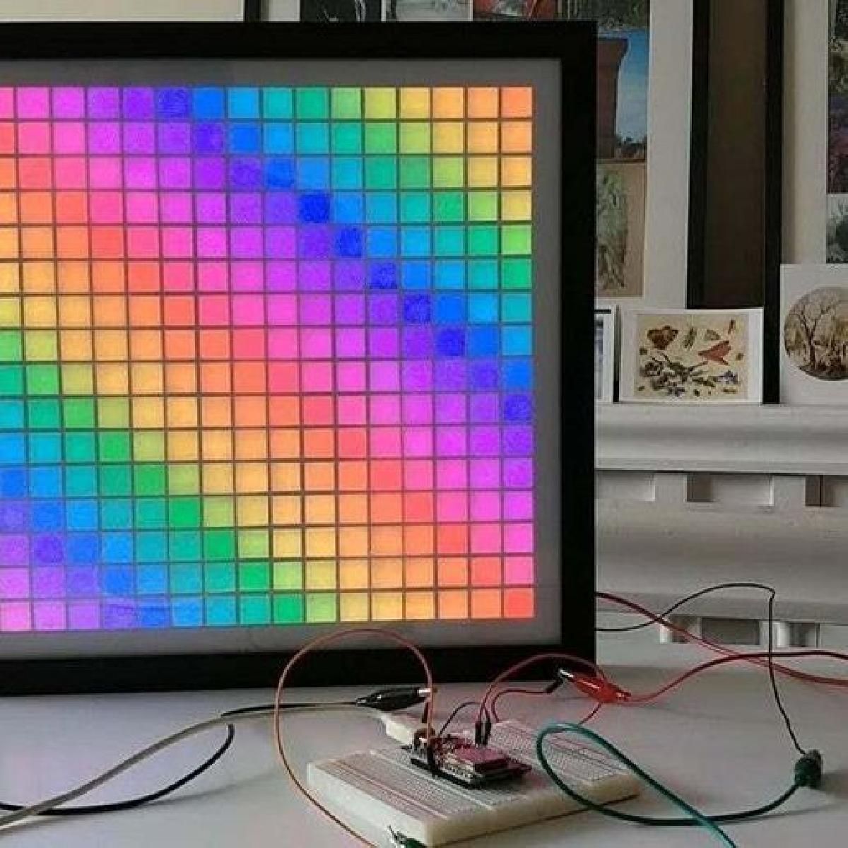 Matriz de LED WS2812B ESP32 16x16 grade moldura de imagem de tela