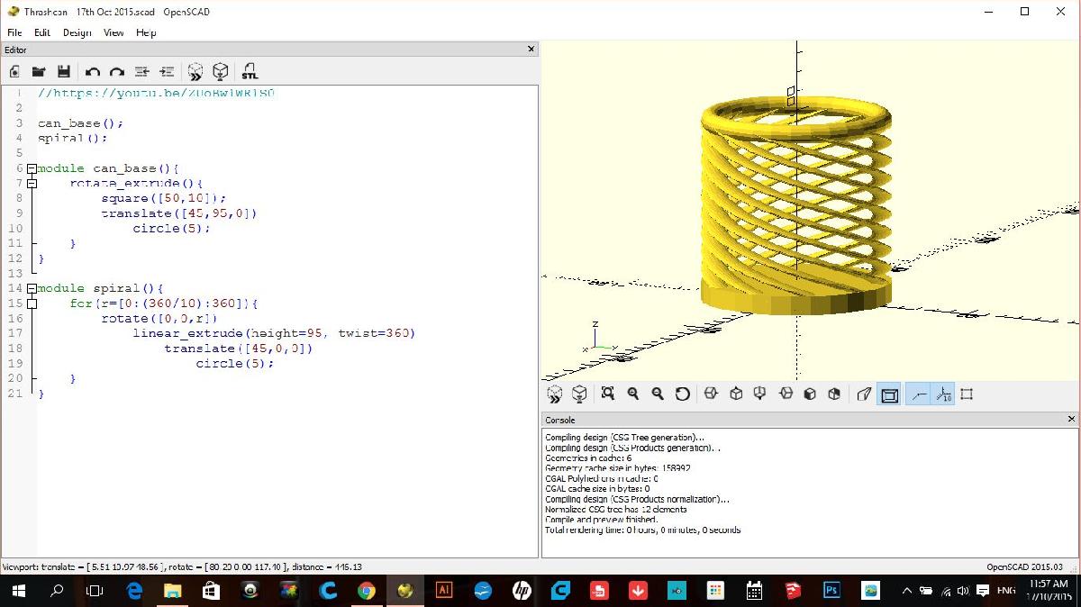OpenSCAD: Lata de lixo   17/10/15   12h38   GMT+8hrs