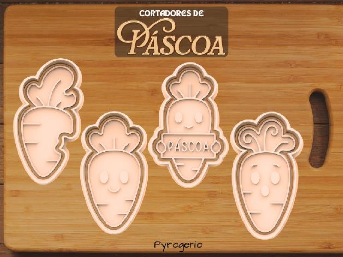 Kit de Cortadores de Biscoito Chibi Cenoura – Pascoa (Gratuito por Tempo Limitado)