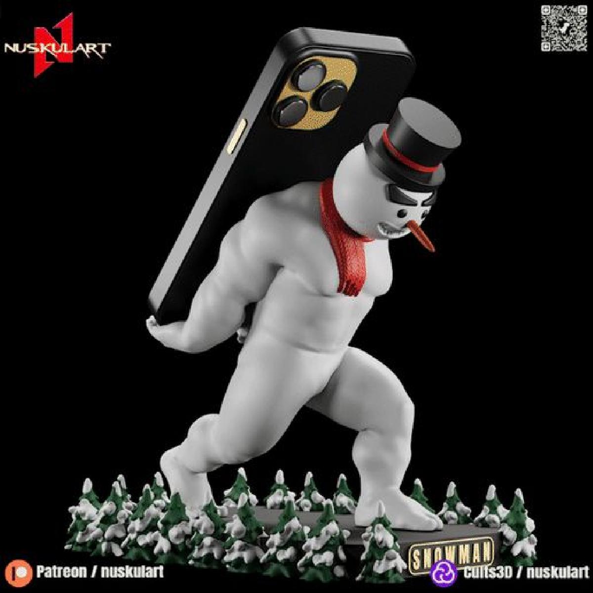 Boneco de Neve Suporte para Telefone Modelo Colecionavel Lendario em Impressao 3D