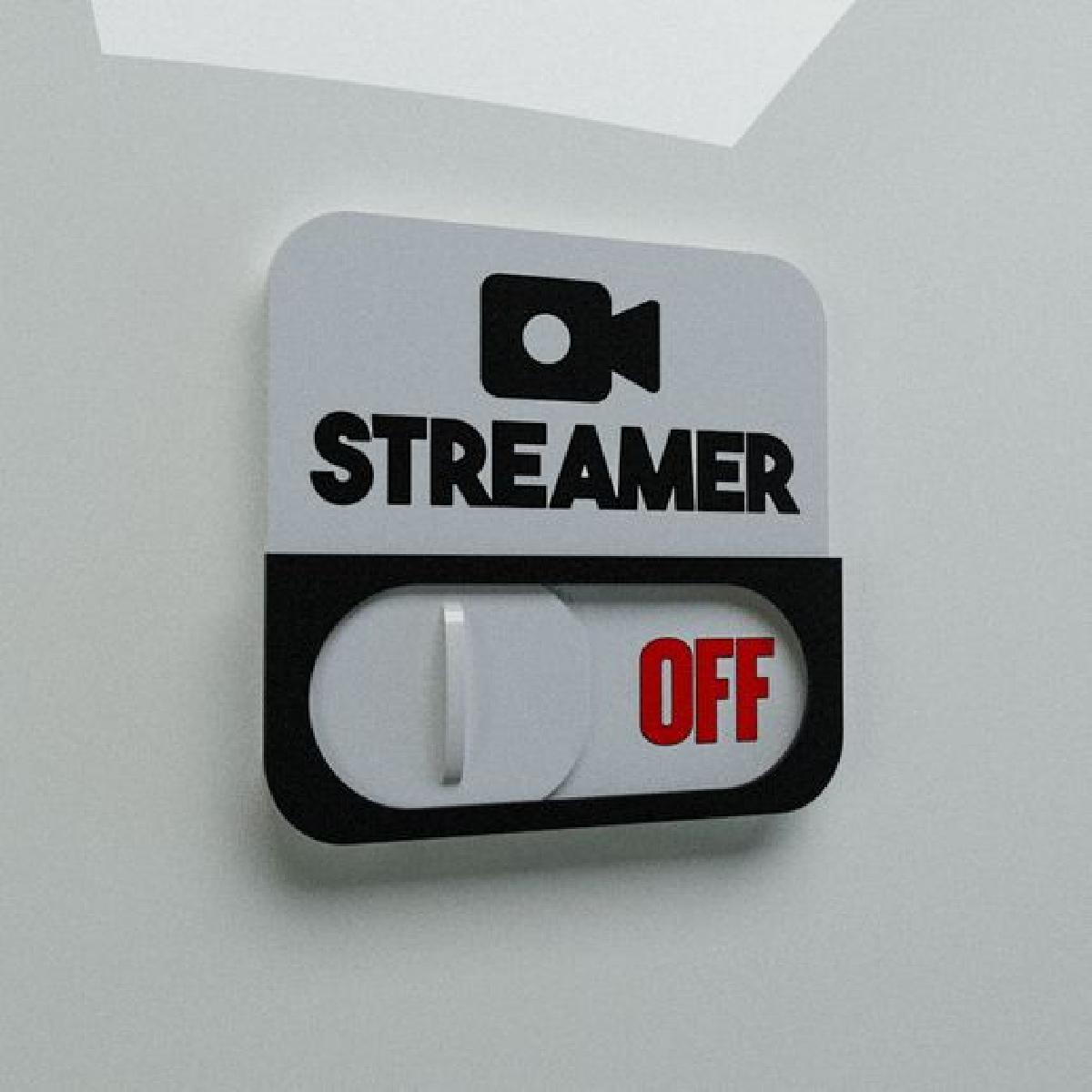 Placa de porta do streamer   Ligado e Desligado