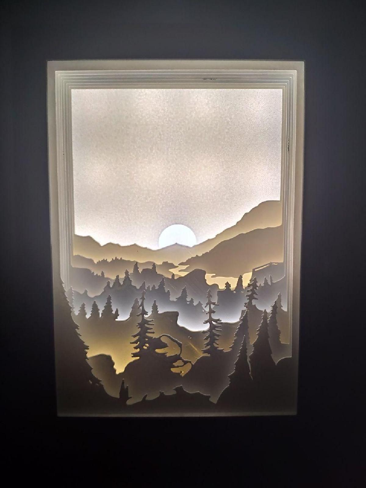 Caixa de Luz de Paisagem Matinal