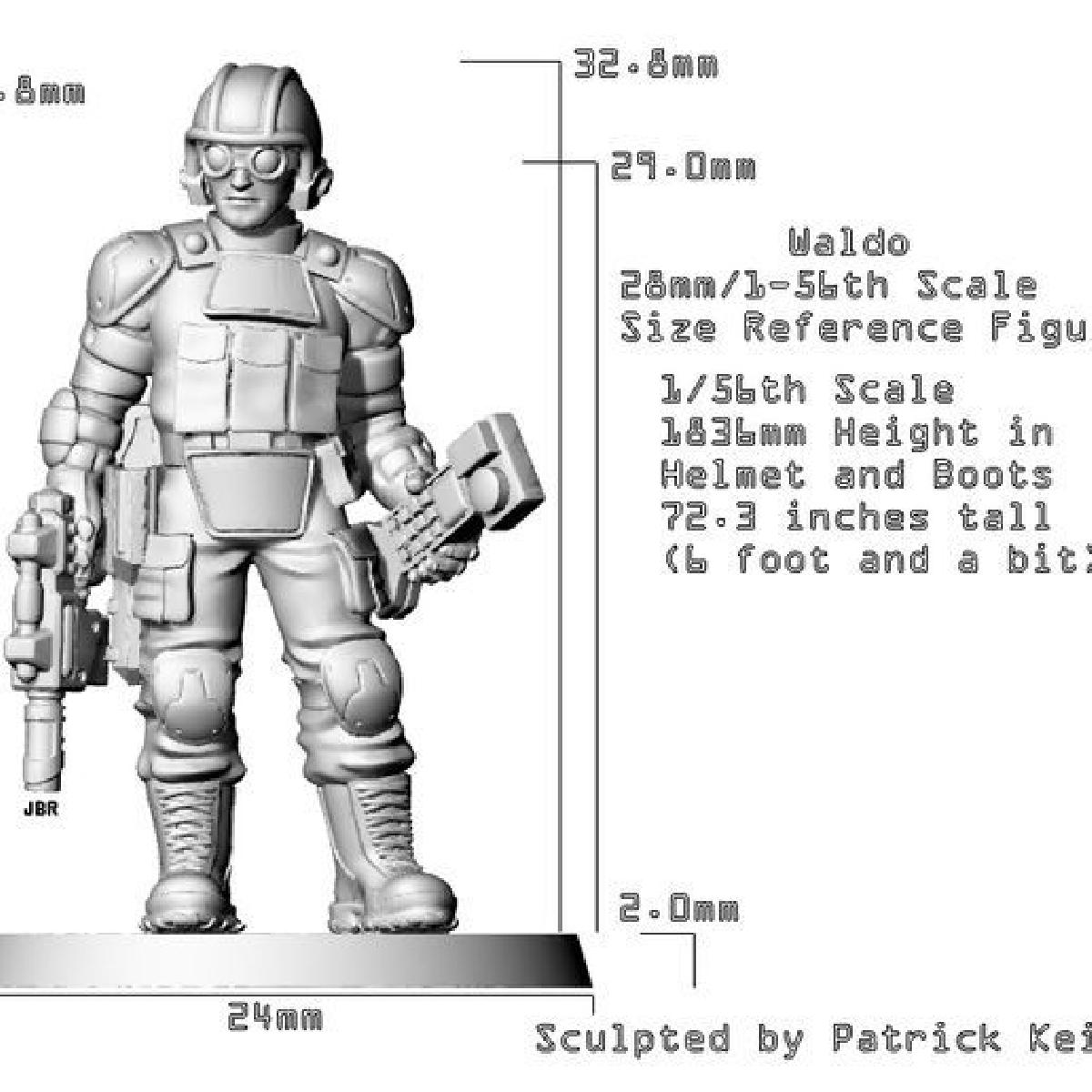 Figura de Referencia de Tamanho Waldo em Escala 1:56 / 28mm com Cockpit