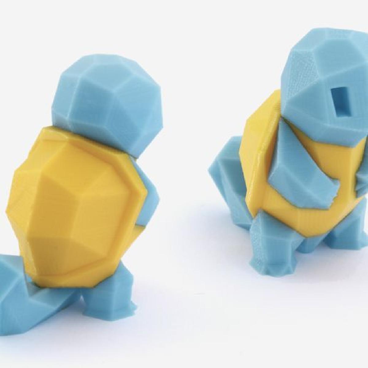 Low Poly Squirtle   Versao Multi e Dual Extrusion