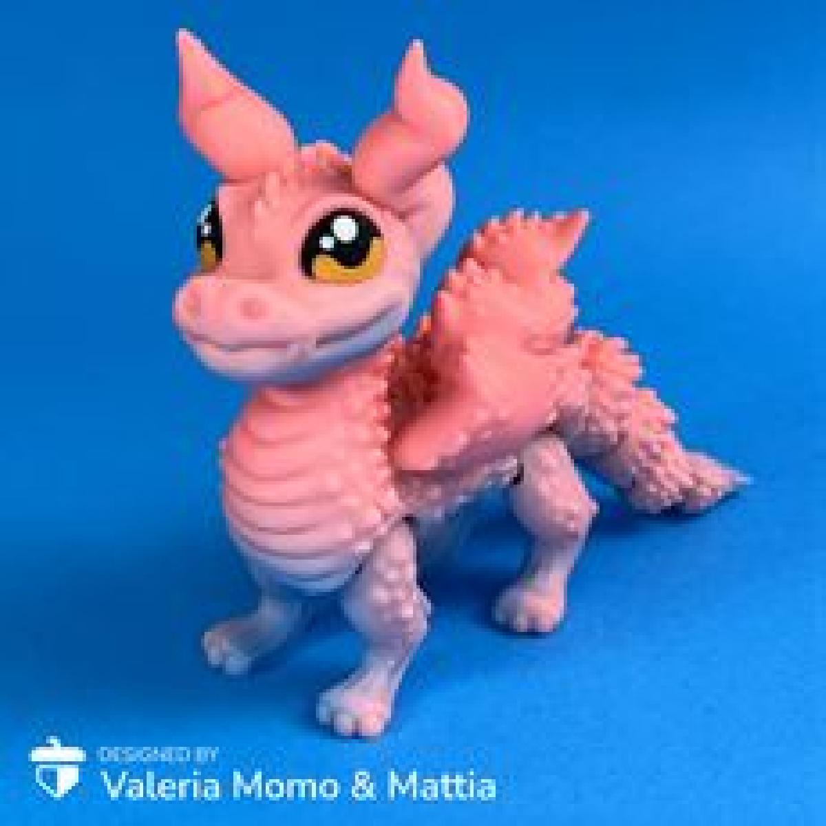 Dragao Chifrado Articulado, Brinquedo Flexivel Impressao em Lugar