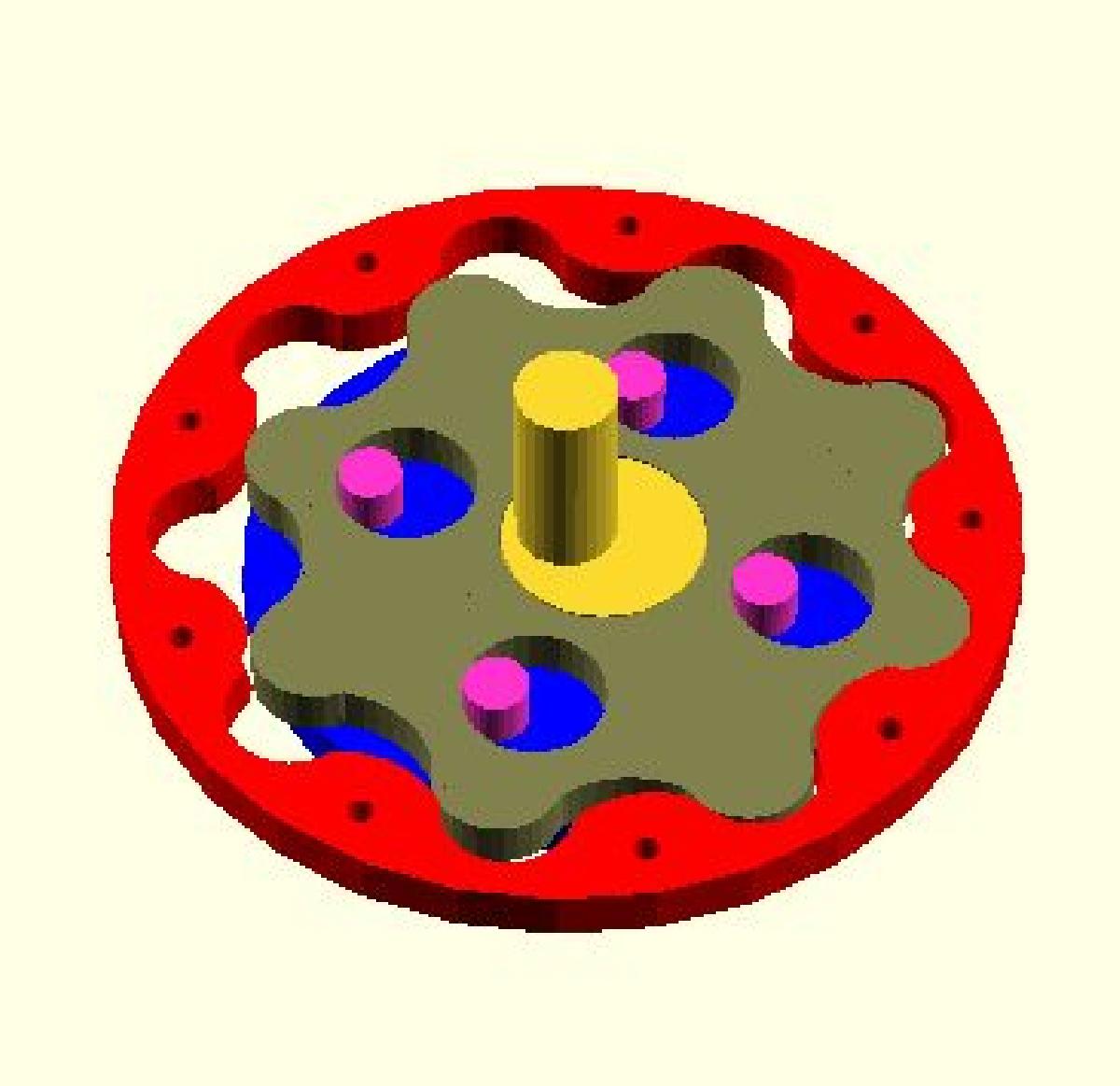Redutor de Velocidade Cicloidal em OpenSCAD